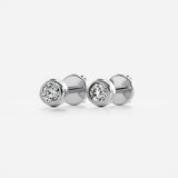 VVS1 Moissanite Round Cut Bezel Set Push Back Stud Earring
