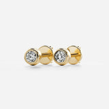 VVS1 Moissanite Round Cut Bezel Set Push Back Stud Earring