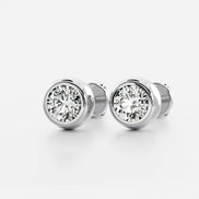VVS1 Moissanite Round Cut Bezel Set Push Back Stud Earring