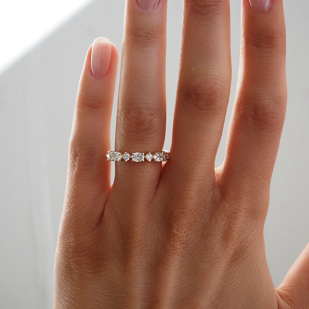 Oval & Round Cut Moissanite Eternity Band For Women
