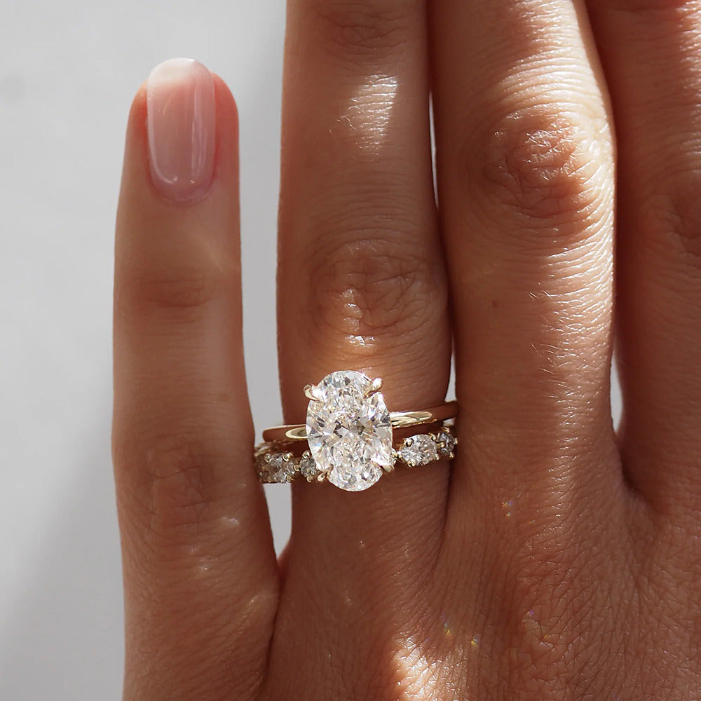 Oval & Round Cut Moissanite Eternity Band For Women