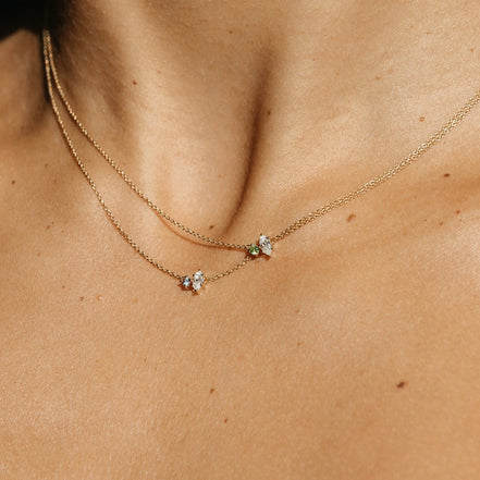 D Color Moissanite Marquise & Round Cut Toi Et Moi Fancy Pendant
