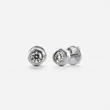VVS1 Moissanite Round Cut Bezel Set Push Back Stud Earring