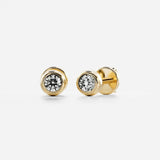 VVS1 Moissanite Round Cut Bezel Set Push Back Stud Earring