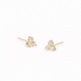 Three Stone D Color Moissanite Round Cut Small Stud Earring