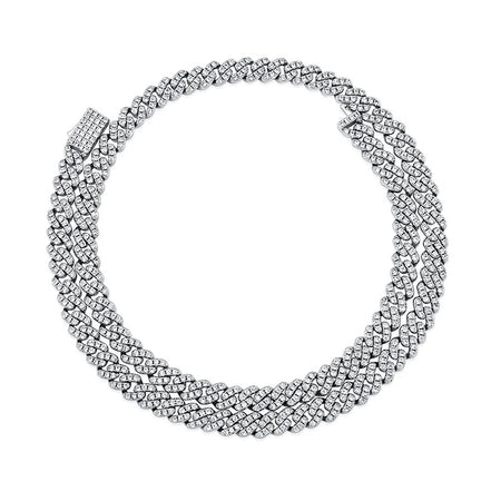 Iced Out VVS1 Moissanite Sterling Silver Round Brilliant Cut Hip Hop Chain