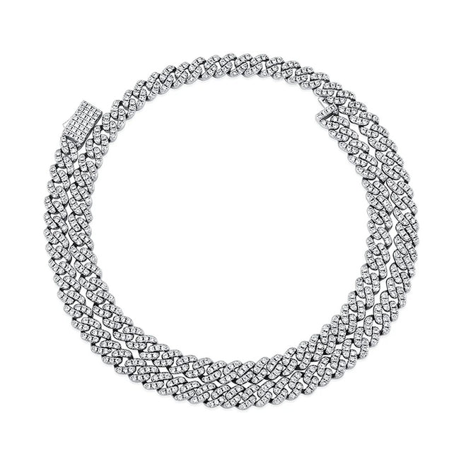 Iced Out VVS1 Moissanite Sterling Silver Round Brilliant Cut Hip Hop Chain