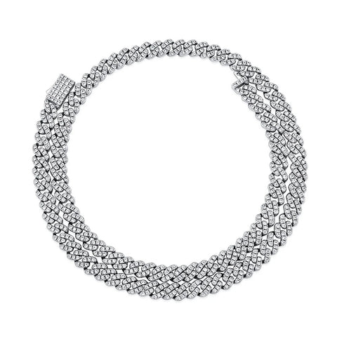 Iced Out VVS1 Moissanite Sterling Silver Round Brilliant Cut Hip Hop Chain