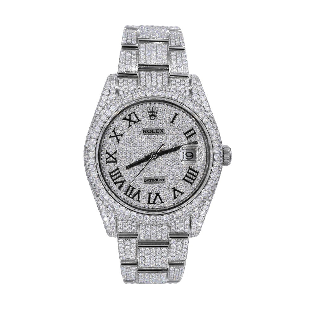 DateJust  Full White VVS1 Moissnaite Iced Out Watch