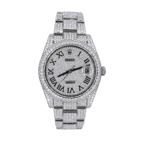 DateJust  Full White VVS1 Moissnaite Iced Out Watch
