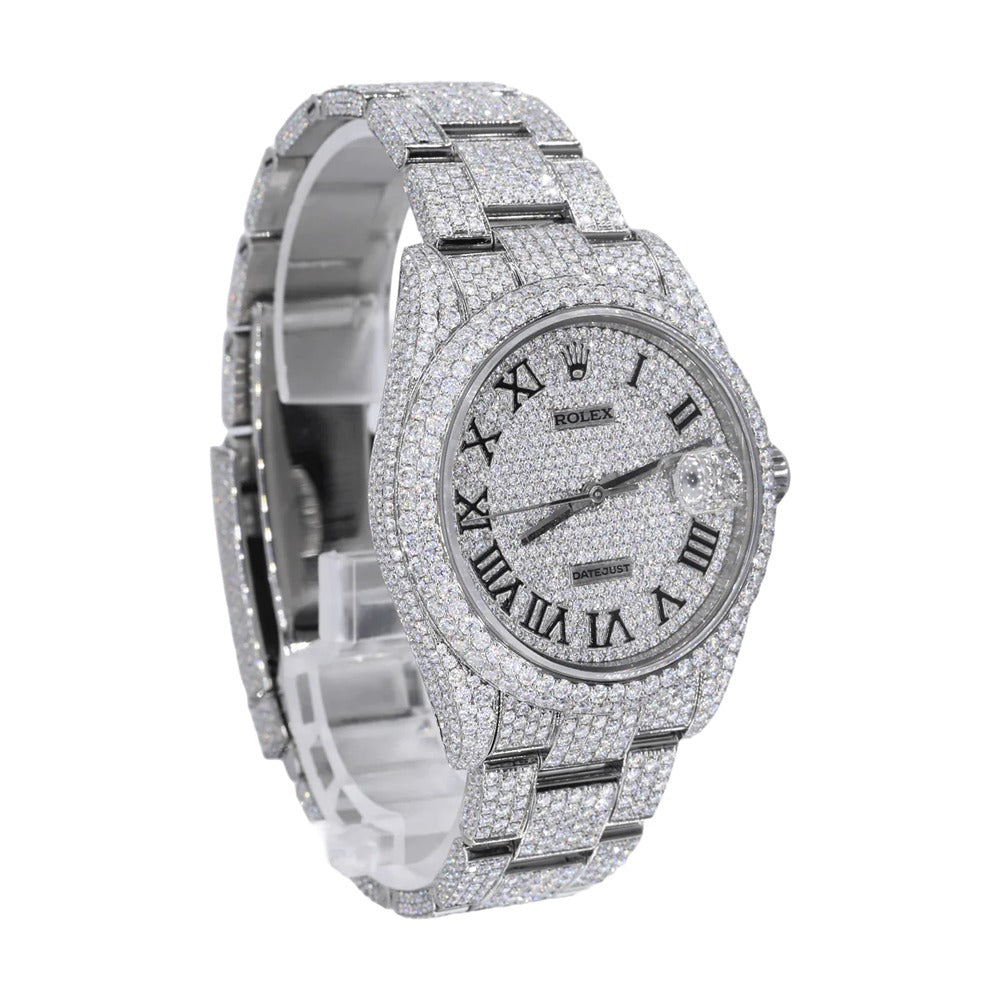 DateJust  Full White VVS1 Moissnaite Iced Out Watch