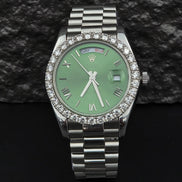 Green Color Moissanite Diamond Classic Watch