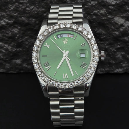 Green Color Moissanite Diamond Classic Watch