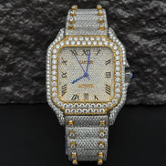 Dashing Two Color Completely Moissanite Diamond Watch