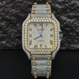 Dashing Two Color Completely Moissanite Diamond Watch