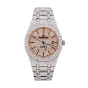 Moissanite Dual Tone Automatic Hip Hop Watch