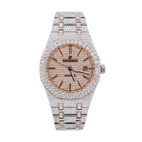 Moissanite Dual Tone Automatic Hip Hop Watch