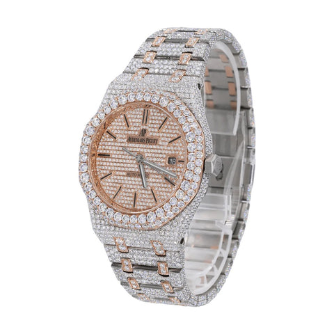 Moissanite Dual Tone Automatic Hip Hop Watch