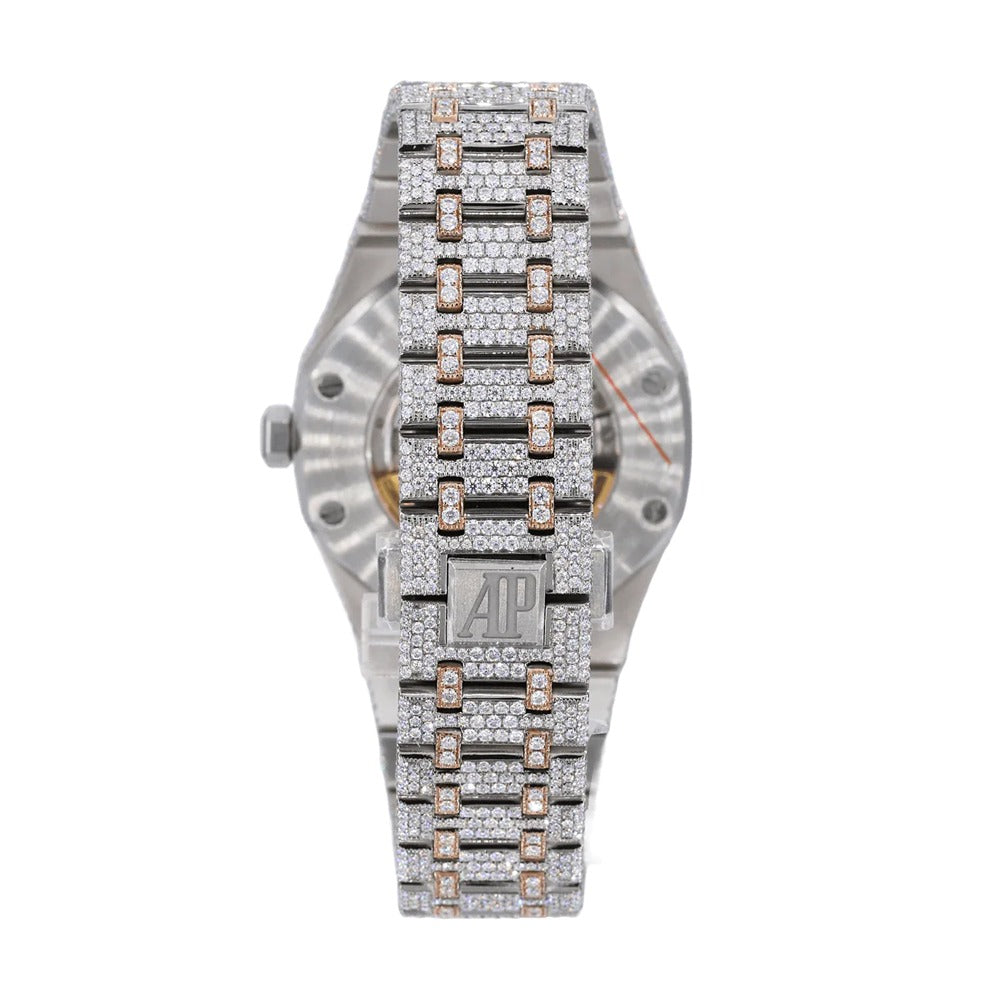 Moissanite Dual Tone Automatic Hip Hop Watch