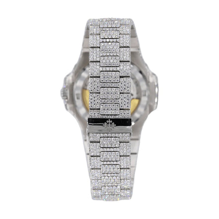 Moissanite Stainless Steel Full White Hip Hop Watch For Men's