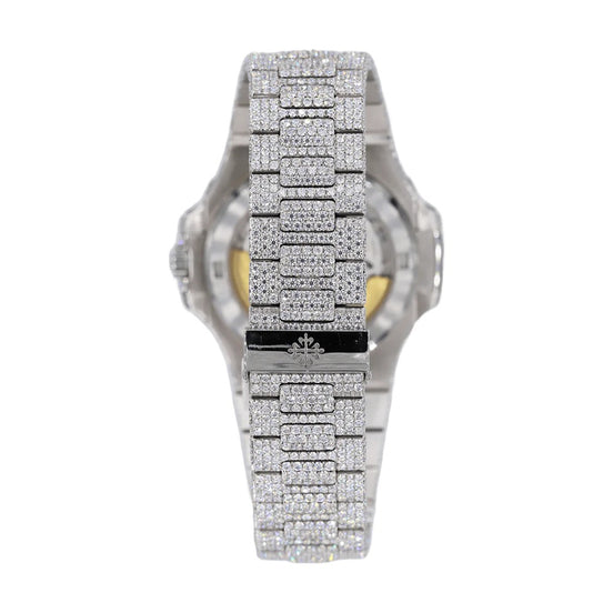 Moissanite Stainless Steel Full White Hip Hop Watch For Men's