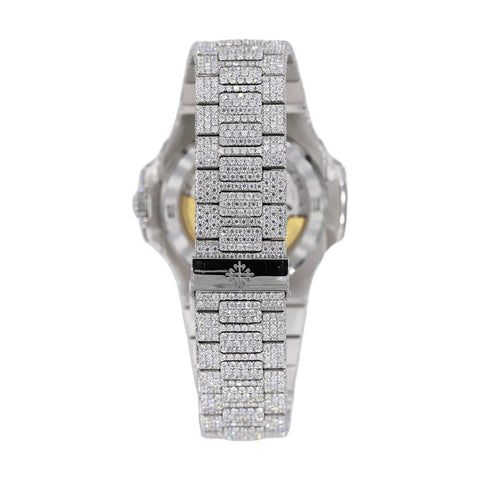 Moissanite Stainless Steel Full White Hip Hop Watch For Men's