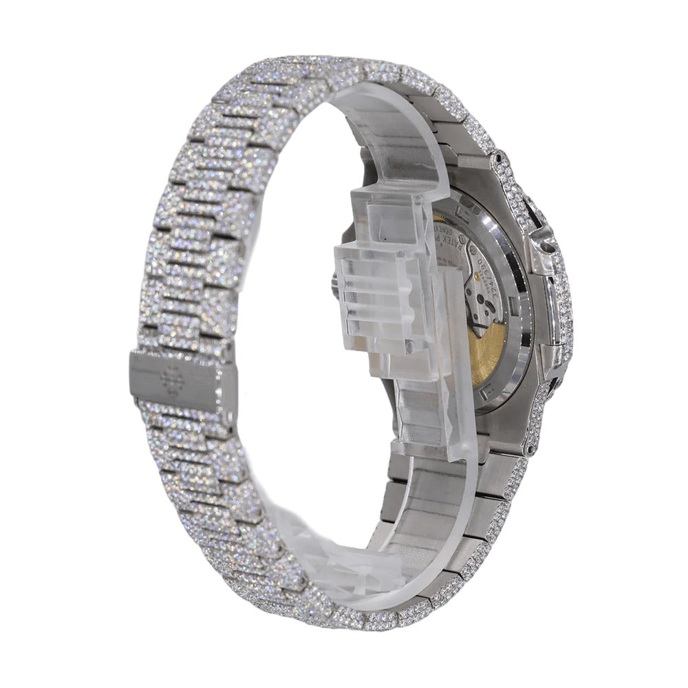 Moissanite Stainless Steel Full White Hip Hop Watch For Men's