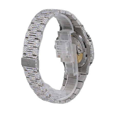 Moissanite Stainless Steel Full White Hip Hop Watch For Men's
