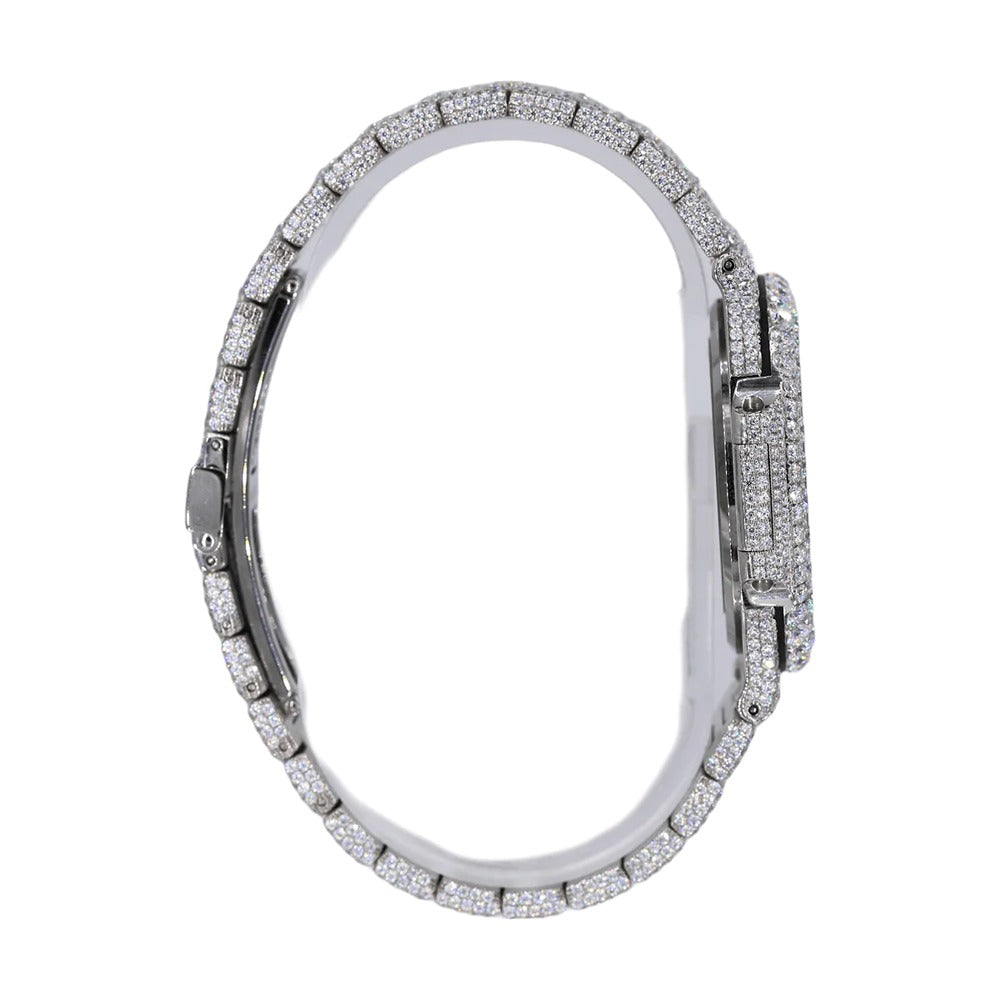 Moissanite Stainless Steel Full White Hip Hop Watch For Men's