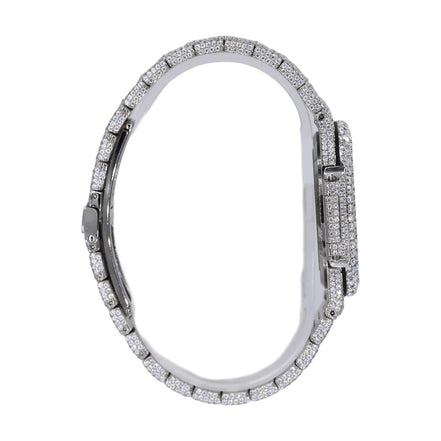 Moissanite Stainless Steel Full White Hip Hop Watch For Men's