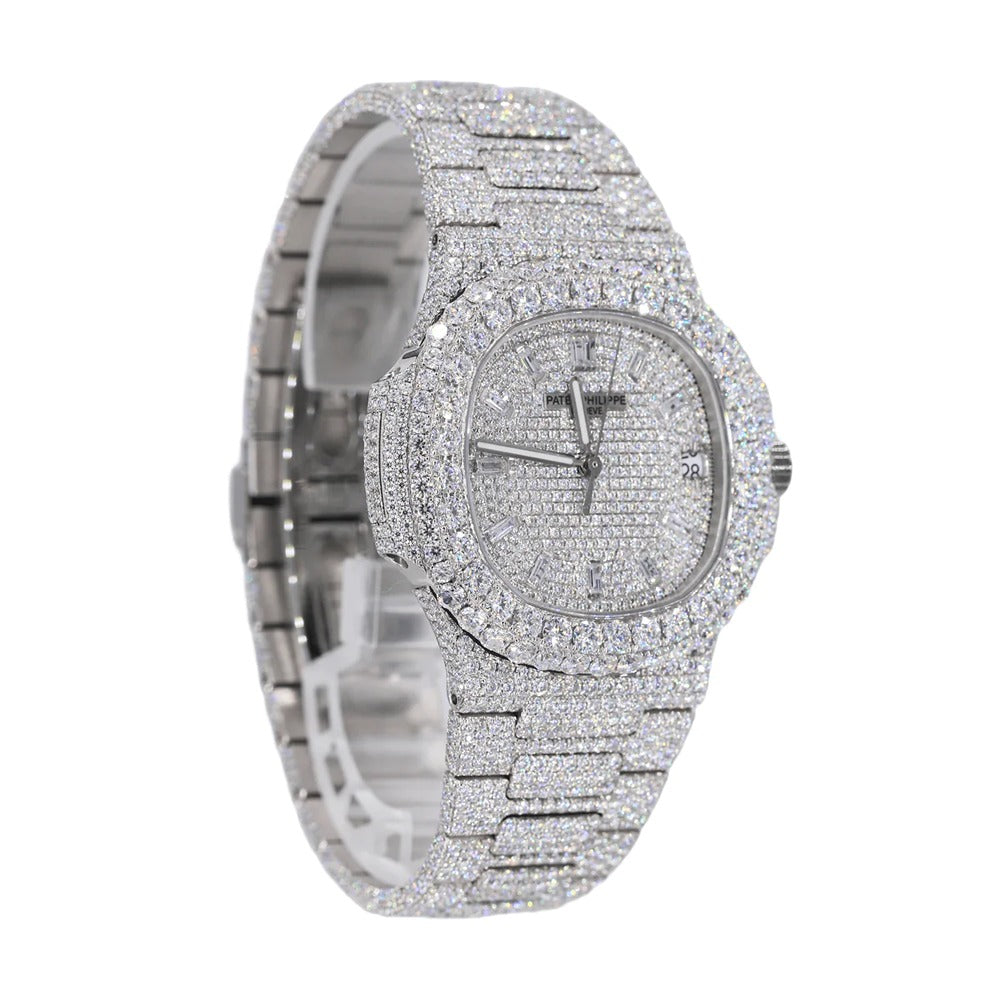 Moissanite Stainless Steel Full White Hip Hop Watch For Men's
