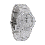 Moissanite Stainless Steel Full White Hip Hop Watch For Men's