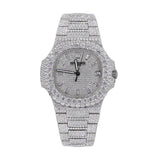 Moissanite Stainless Steel Full White Hip Hop Watch For Men's