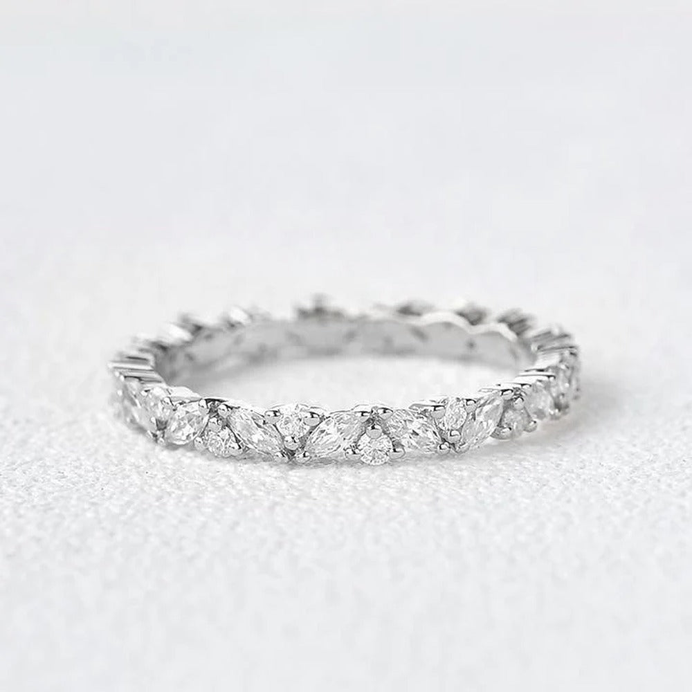 Full Eternity Marquise And Round Cut Moissanite Band