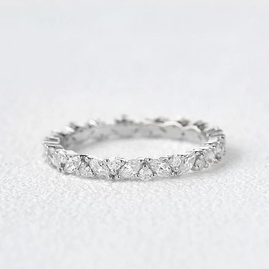 Full Eternity Marquise And Round Cut Moissanite Band
