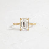Emerald Cut Pave Set Moissanite Wedding Ring