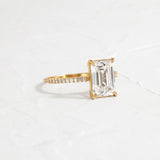 Emerald Cut Pave Set Moissanite Wedding Ring
