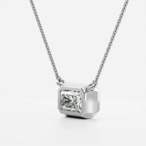Bezel Solitaire Radiant Cut Lab Created Diamond Pendant