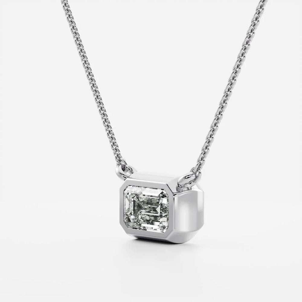 Moissanite Emerald Bezel Pendant Wedding Gift For Women