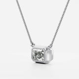 Moissanite Emerald Bezel Pendant Wedding Gift For Women