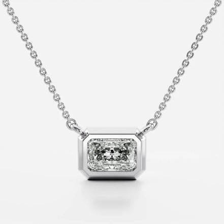 Bezel Solitaire Radiant Cut Lab Created Diamond Pendant