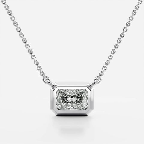 Bezel Solitaire Radiant Cut Lab Created Diamond Pendant