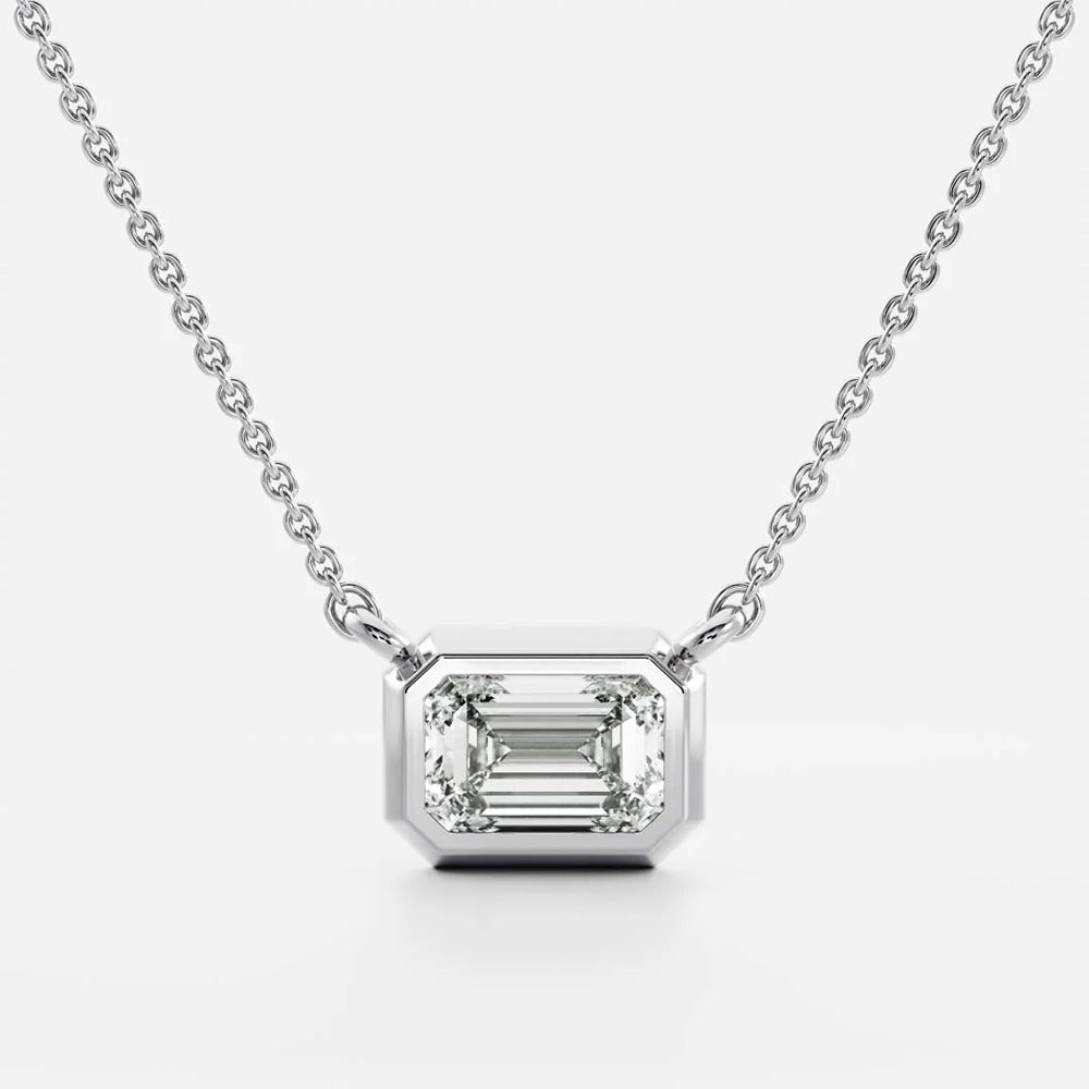 Moissanite Emerald Bezel Pendant Wedding Gift For Women