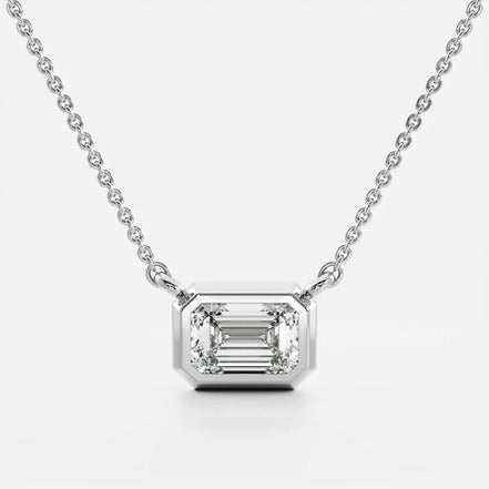 Moissanite Emerald Bezel Pendant Wedding Gift For Women