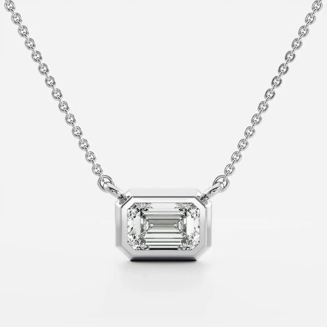 Moissanite Emerald Bezel Pendant Wedding Gift For Women