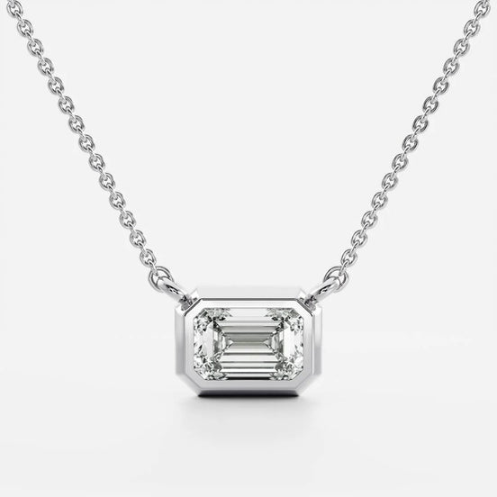 Moissanite Emerald Bezel Pendant Wedding Gift For Women