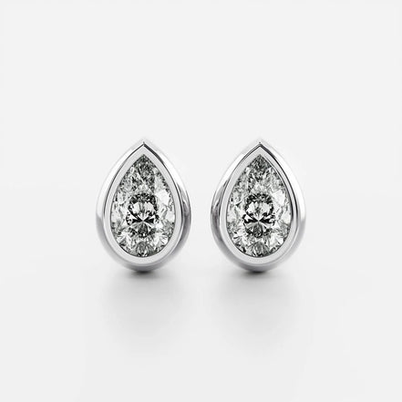 Bezel Set Pear Cut Fancy Moissanite Push Back Earring