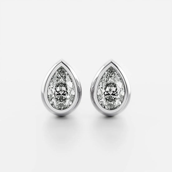 Bezel Set Pear Cut Fancy Moissanite Push Back Earring