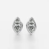Bezel Set Marquise Cut Moissanite Stud Earring