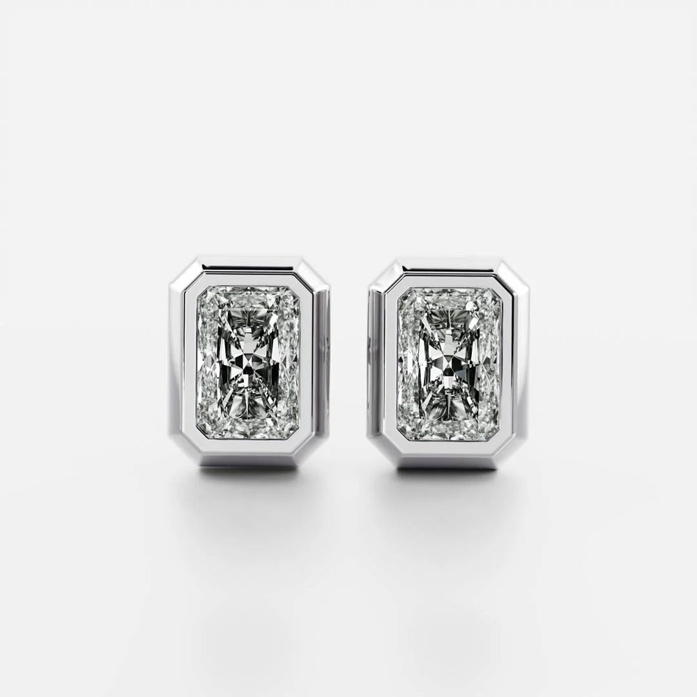 Radiant Cut Moissanite Stud Earring Gift For Her